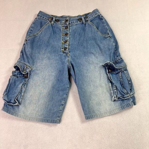 A.CO.CO Shorts Jean Mens 28 Cargo Pocket Denim Exposed Button Fly Vintage - Picture 2 of 9